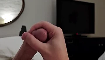 Hotel Room Jerk Off, Hairy Dick Close Up & Cum