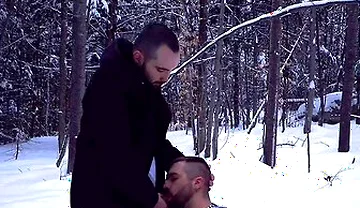 Two Straight Bearded Pig Unloading Their Balls In The Snowy Fields
