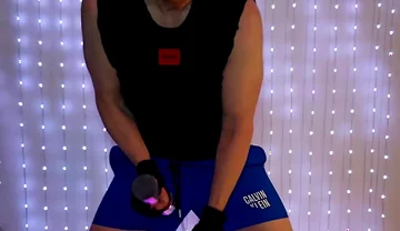 Fitness Workout in Blue Ck Shorts