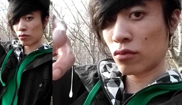 Outdoors, Jon Arteen Masturbates His Tumescent Twink Cock, Ejaculates Cum That Sticks to His Fingers and Slowly Drips.
