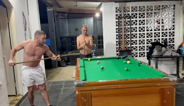Sr Carmona and Victor Ferraz Playing Naked Billiards