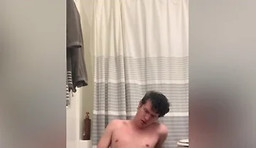 Twink Shows Off, Plays With His Hard Cock And Fucks His Ass With A Dildo Until He