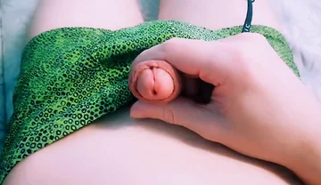 Guy in Beautiful Green Swimming Trunks Erotically Massages His