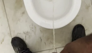 Security Guard on the Shopping Bathroom Pissing and Looking for Fun