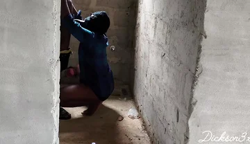 Fucking Ebony Big Wasit Bussy Inside the Toilet of an Uncompleted Building After a Blowjob