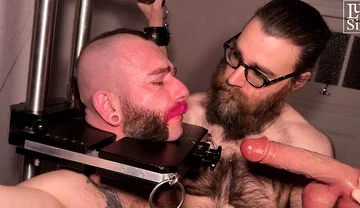 Dildo Throat Fucking and Mouth Streching in Bondage - Gay BDSM with Sir Joshua - Pervertmedia