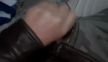 Biker Blows His Load on His Leather Jacket