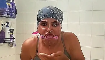 Kris Reelz - Self Face Spit,agagging on a Mouth Ring