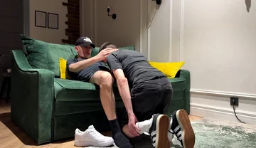 Sniffs Boyfriend's Dirty Socks After Work and Gets Cum Inside