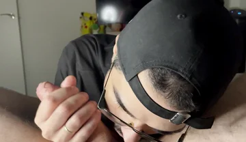 Getting Huge Cumshot in Mouth From My Friend Big Dick