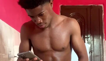 Horny Black Muscular Thug Stroking His Thick Dick