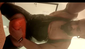 Jerking off Through Rubber Jock in Rubber