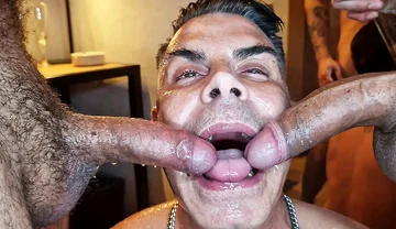 Spit Roast Piss Play with Daddy