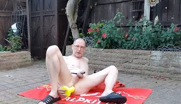 Outdoor Anal Dildo Fun While Locked in Chastity with Mike Essex