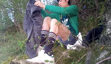 Behind the Scenes Jon Arteen After Masturbating Ejaculating Thick Cum Play Cleaning Tidying up Creating Artistic Sperm on Moss