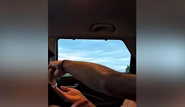 Jerking Off In The Car With Sunset As Trucks Go By