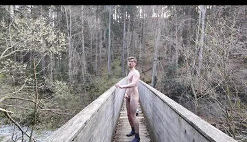 Horny French Twink Is Jerking off Outside on a Bridge