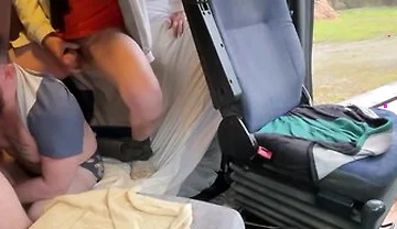 Public Truck Cruising We Flash Our Bulges And A 3-way Begins Inside