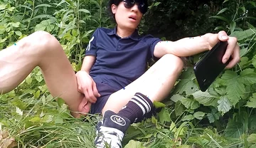 After Getting Caught Outside, Gay Twink Jon Arteen Sneaks off to Stroke Himself