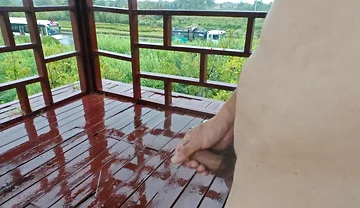 Walking Naked in the Rain, Masturbating Publicly at a Pavilion by the Roadside