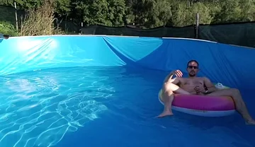 Wet Summer Ride. Handjob in the Pool