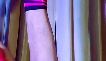 Pink Balaclava Mask Sissy Dyed Pubic Hair Play with a Vibrator