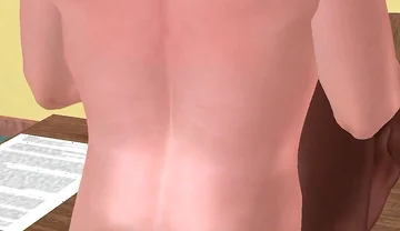 Animated 3D Gay Porn - White Man Fucking Black Man on Desk Holding Legs in Classroom