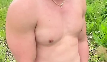 Muscular Asian Hunk Strips and Flexes Naked by the Highway - Public Muscle Worship Jo & Cum Eating