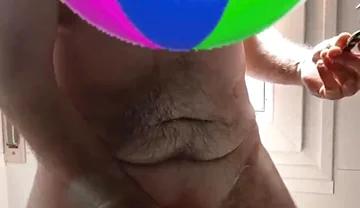 Handsome Mature Chubby with Big Fat Cock Shaving My Cock and Eggs in the Shower in Close-up