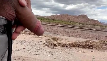 Young Uncut Boy Pee in Desert
