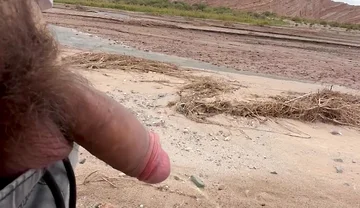 Young Uncut Boy Pee in Desert