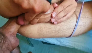 A Slut Covered in Semen, Lying on the Table, All Covered in Sperm From Sex Without Condoms.