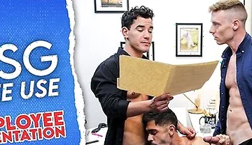 Newbie Stud Employee Tag Teamed By Hot Jocks In Free Use Office