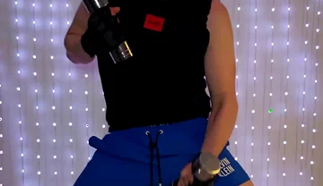 Fitness Workout in blue CK Shorts