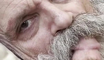 Old Bearded Cocksucker Takes Huge Load Straight Down His Gullet