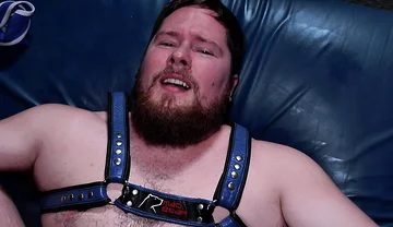 Leather Dungeon Sling Chained Boy Swings on Thick Meat, Throat Trained Sloppy