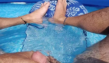 Showing off My Wet Feet in the Pool