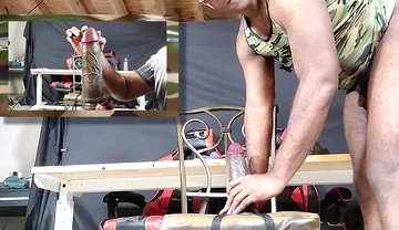 Military Slut Destroying Bussy with Giant Dongs
