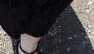 Outdoor in a Black Caftan and Barefoot in Black Birkenstocks