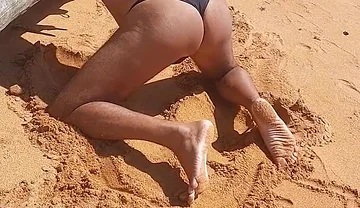 Ladysilva on the Beach in Panties Tanning Her Hot Ass