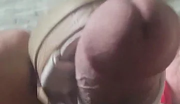 Jacking Big Dick Off in Red Heels - Lots of Cum!