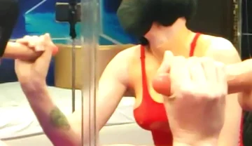 Jerking off to the Sight of Myself in the Mirror. Red Bodysuit, Hard Cock, Zero Shame