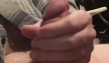 Lubing up and Stroking My Cock