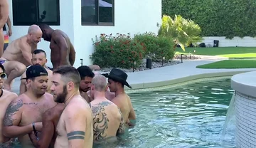 Massive Gay Hardcore Pool Orgy