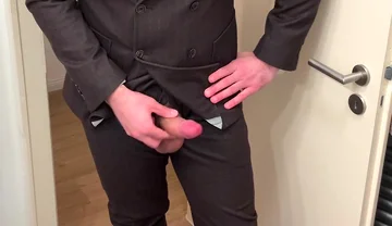 Businessman in Suit Jerks off on His Patent Leather Shoes