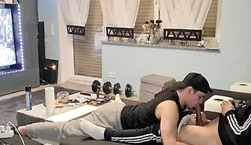 My Boy Surprised Me With A Nice Blowjob While I Was Gaming And I Shot My Cum In His Mouth