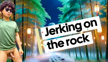 Lying in Rock Naked and Jerking off
