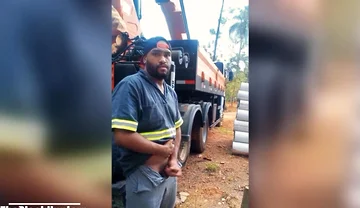 Worker Masturbating at the Construction Site Behind the Company Truck