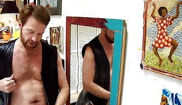 Cockisthenics in and Out of a Leather Vest by Hairyartist