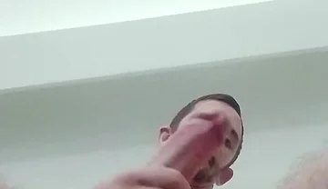 Young Guy Cums All Over with His Big Cock